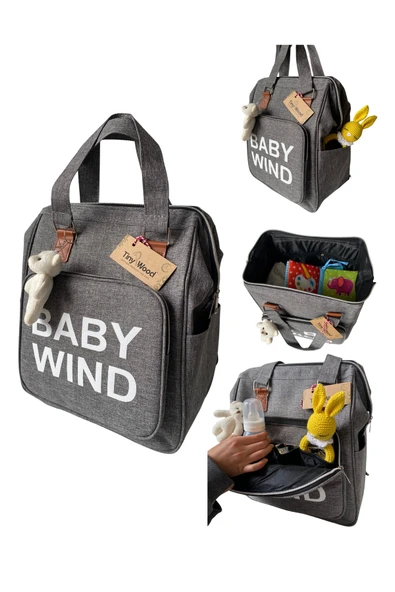 Baby Wind Anne Bebek Bakım Çantası | Termoslu, Çok Gözlü, Sıvı Geçirmez Sırt ve El Çantası