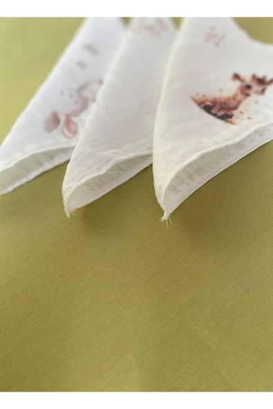 3' lü  Set Desenli Müslin Bebek Ağız Mendili %100 Pamuk 20 x 20 Cm - 3