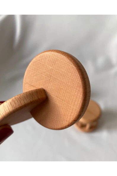 Doğal Ahşap Montessori Ahşap Oyun Seti, Oyun Halka, Disk, Çıngırak Seti 3 Lü - 5