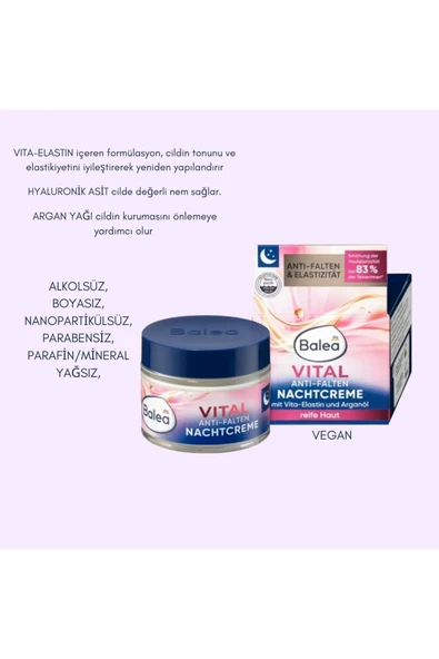VİTAL KIRIŞIKLIK KARŞITI GECE KREMİ 50 ML ALMAN KALİTESİ ürün görseli