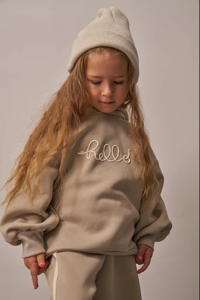 Bej Hello Nakışlı Alt Üst Takım - Resim 8