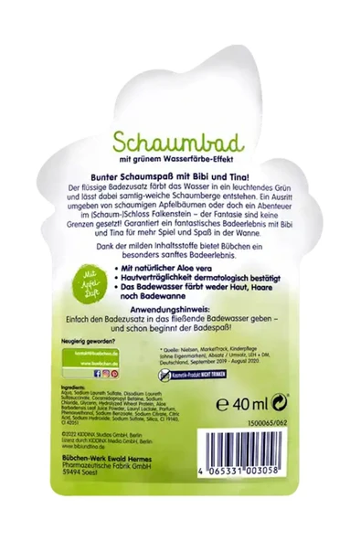 Alman kalitesi-Çocuklar için Yeşil Renkli Banyo Köpüğü 40 ml- Bibi&Tina - Resim 2