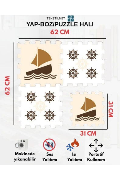 Tekstilnet Çocuk Odası Halı Çeşitleri Desenli Japon Halı - 6
