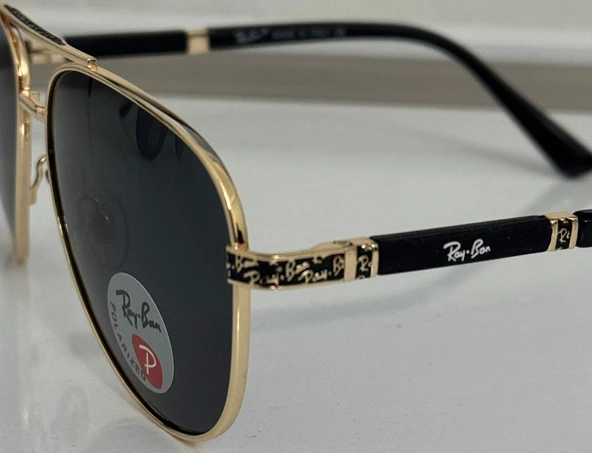 Ray-Ban Aviator 3025 Altın Polarize Damla Erkek Güneş Gözlüğü - Resim 5