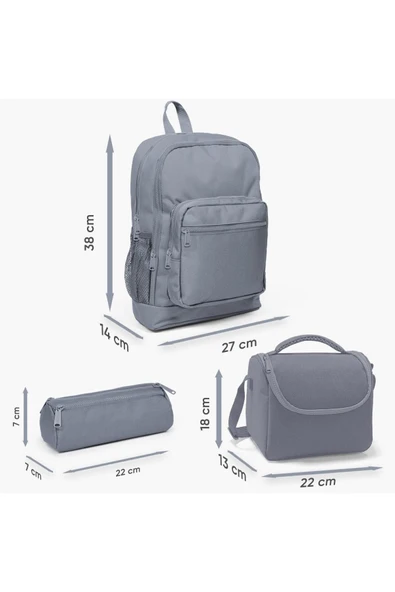 Renkli Batik Desenli 3’lü Okul Çanta Seti İlköğretim Okul Çantası, Beslenme ve Kalemlik Seti - 3