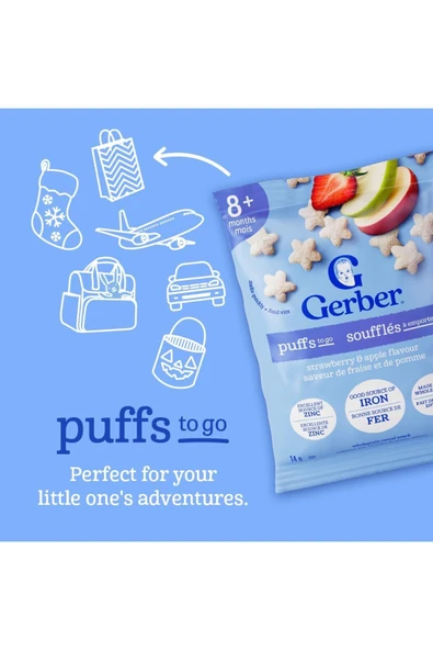 Puffs To Go- Strawberry Apple Çilek Elma Atıştırmalık (5'li Seyahat Boyu-5x14 Gr) - Resim 4