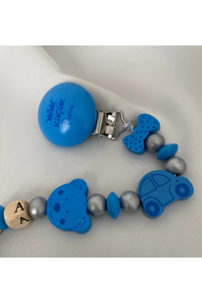 İsimli Emzik Zinciri – Doğal Ahşap Emzik Askısı – El Yapımı Bebek Hediyesi - 4