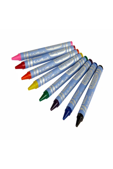 8 Glitter Crayons- Amerikan-Nontoxic- 8 Renk Simli Mum Boya Seti - Resim 6