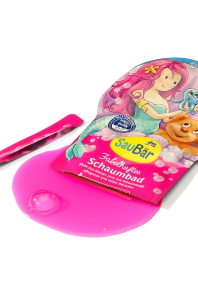 Saubar-Alman Kalitesi-Çocuklar için Pembe Renkli Meyve Kokulu Denizkızı Banyo Köpüğü-40 Ml - Resim 2