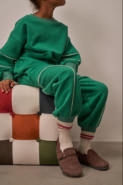 Yeşil Asimetrik Cep Detaylı Oversize Çocuk Alt Üst Takım - Resim 11