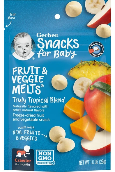 Fruit and Veggie Melts, Truly Tropical Blend, 8+ Months, 8 ay sonrası, 1 oz (28 g) ürün görseli