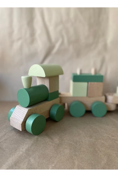 Ahşap Bloklu Eğitici Bul-Tak Tren Oyuncak Seti