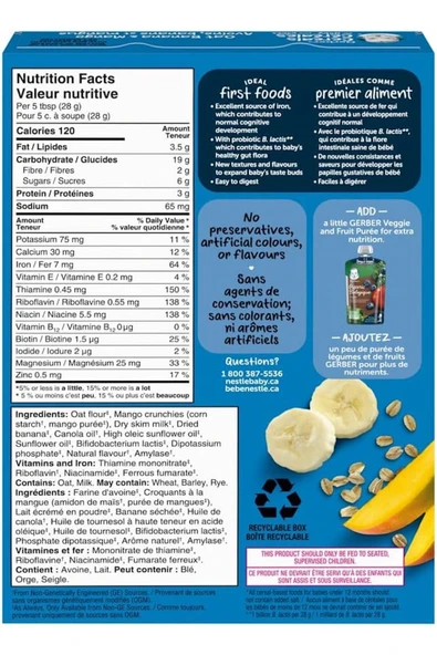 Cereals- Oat Mango&Banana- Mango&MuzYulaflı Kaşık Maması- 227 Gr- 8. aydan itibaren- 3.aşama - Resim 2