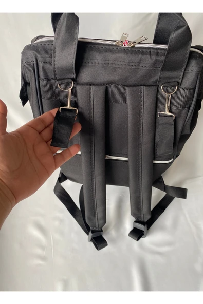 Gri Anne Bebek Bakım Çantası | Sıvı Geçirmez, Termoslu, Çok Gözlü Sırt Çantası - 7