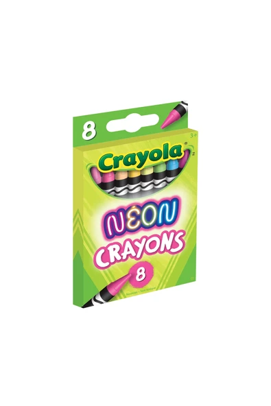 8 Neon Crayons- Amerikan-Nontoxic- 8 Neon Renk Mum Boya Seti - Resim 4