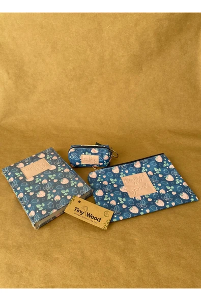 Kadın Hediye Seti – Defter, Anahtarlık ve Çanta Organizer | Desenli Deri Kapaklı Defter - 11