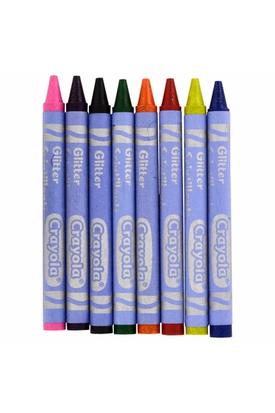 8 Glitter Crayons- Amerikan-Nontoxic- 8 Renk Simli Mum Boya Seti - Resim 3