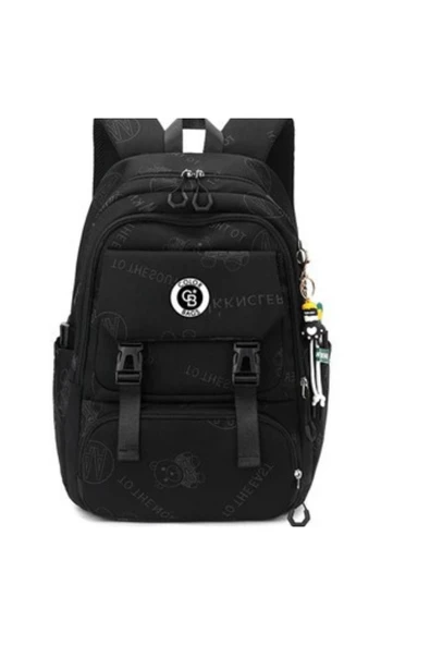 Siyah Erkek Okul Sırt Çantası – İlköğretim ve Lise Öğrencileri İçin, Çok Gözlü, Kaliteli Kumaş