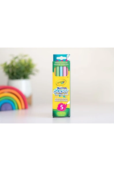 5 Super Tips Washable Markers- Tropical Colors- Amerikan-Nontoxic- 5 Yıkanabilir Marker- 3 yaş üzeri - Resim 3