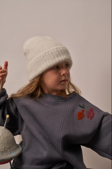 Gri Omuz Nakışlı Asimetrik Detaylı Alt Üst Takım - Resim 2