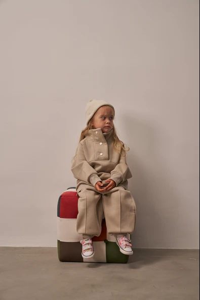 Bej Dik Yaka Eşofman Takım - Resim 7