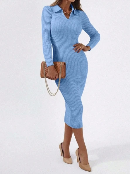 MDB Kadın Siyah Triko Uzun Elbise ürün görseli 1