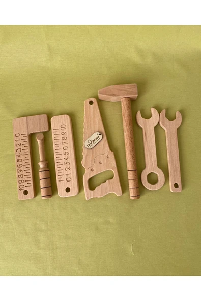 Ahşap Oyuncak Tamir Seti Doğal Masif Ahşap Montessori Oyuncak - 3