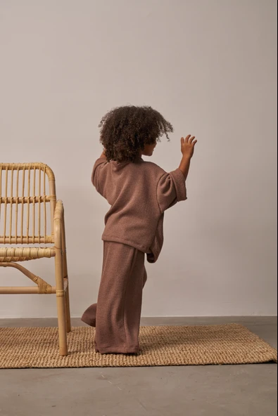 Kahverengi Waffle Bağlamalı Takım - Resim 5