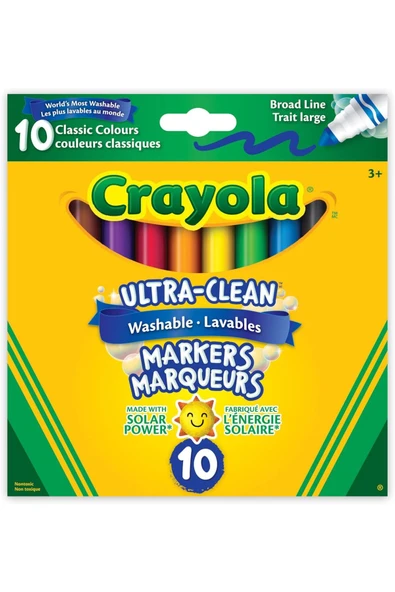 10 Ultra Clean Washable Markers- Amerikan-nontoxic- 10 Yıkanabilir Kalın Uçlu Keçeli Boya Kalemi ürün görseli