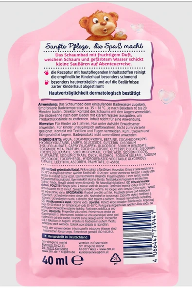 Saubar-Alman Kalitesi-Çocuklar için Pembe Renkli Meyve Kokulu Denizkızı Banyo Köpüğü-40 Ml - Resim 3