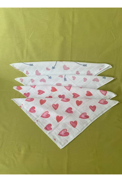 Oeko-Tex Sertifikalı %100 Pamuk Müslin Bebek Ağız Mendili – 4'li Set (40x35 cm)