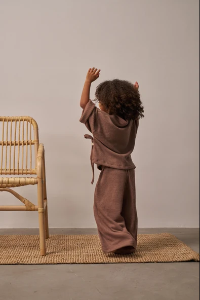 Kahverengi Waffle Bağlamalı Takım - Resim 3