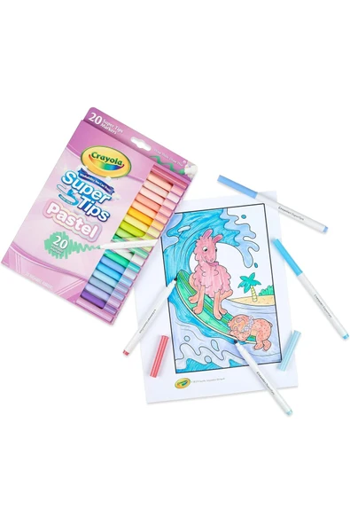 20 Super Tips Pastel Washable Markers- Amerikan-Nontoxic- 20 Yıkanabilir Keçeli Boya Kalem - Resim 3