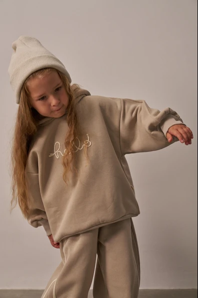 Bej Hello Nakışlı Alt Üst Takım - Resim 2