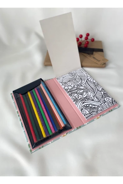 Mandala Boyama Defteri – 19x11 cm 40 Yaprak + 12 Renk Kuru Boya Seti Aktivite Seti - 5