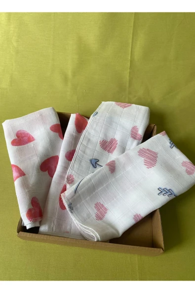 Oeko-Tex Sertifikalı %100 Pamuk Müslin Bebek Ağız Mendili – 4'li Set (40x35 cm) - 3