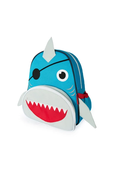 Köpek Balığı Sırt Çantası Anaokulu Yuva Kreş Okul Çantası Korsan Köpek Balığı Figürlü - 2