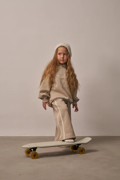 Bej Hello Nakışlı Alt Üst Takım - Resim 4