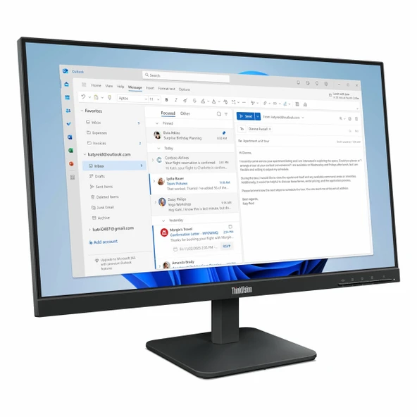 Lenovo ThinkVision S24-4e 64B5KAT1TK 23.8" 100Hz 4Ms VGA+HDMI FullHD IPS Vesa Monitör - Resim 2