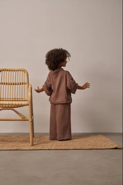 Kahverengi Waffle Bağlamalı Takım - Resim 9