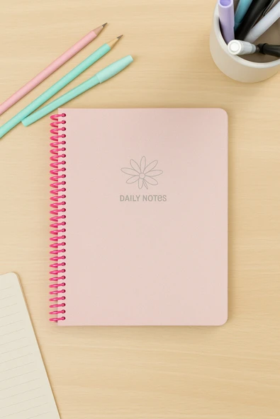 Okul Defteri A4 80 Yaprak Çizgili PP Kapak Spiralli Glitter Defter – Sticker Hediyeli