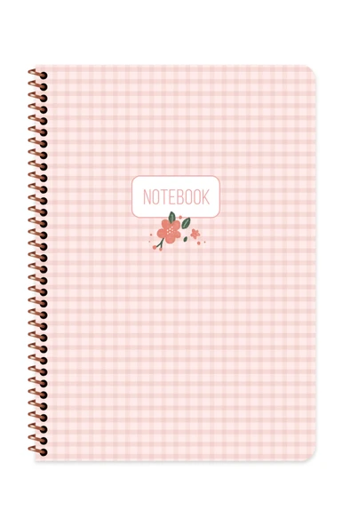 A4 80 Yaprak Kareli Karton Kapak Spiralli Defter – Pötikare Desenli - 2