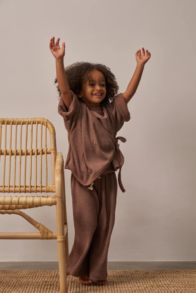 Kahverengi Waffle Bağlamalı Takım - Resim 8