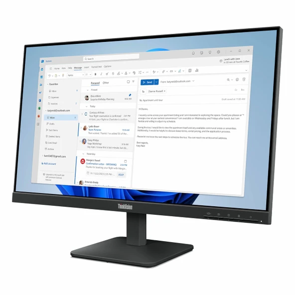 Lenovo ThinkVision S24-4e 64B5KAT1TK 23.8" 100Hz 4Ms VGA+HDMI FullHD IPS Vesa Monitör - Resim 3
