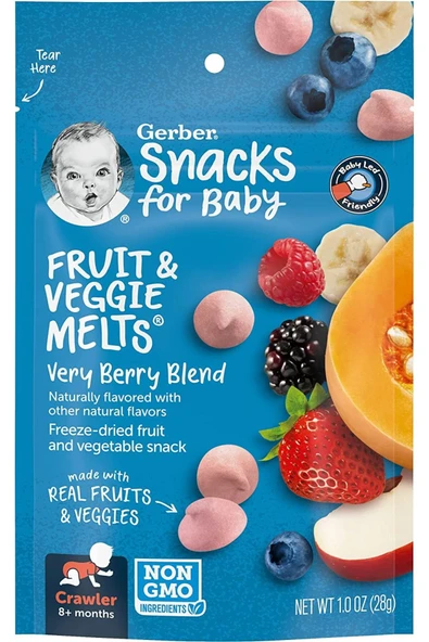 Fruit & Veggie Melts, Very Berry Blend, Karışık meyveler, 8 ay sonrası, 8+ Months, 1 oz (28 g) ürün görseli