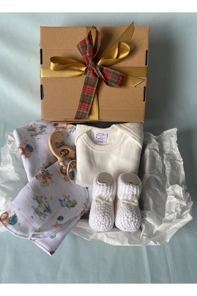 Hoşgeldin Bebek, Unisex, Yenidoğan Bebek Organik Hediye Seti - Resim 5