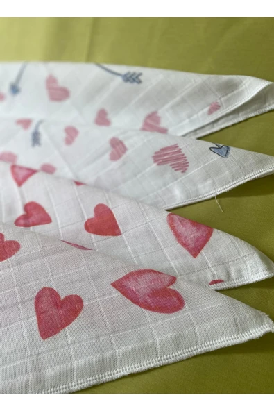 Oeko-Tex Sertifikalı %100 Pamuk Müslin Bebek Ağız Mendili – 4'li Set (40x35 cm) - 5