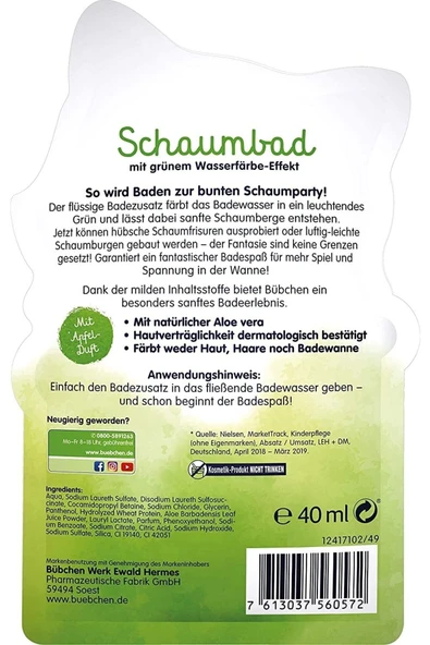Alman Kalitesi-çocuklar Için Yeşil Renkli Banyo Köpüğü 40 Ml - Resim 2