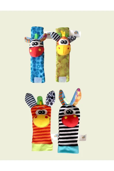 Çıngıraklı Hışırtılı  Bebek Bileklik ve Çorabı - 4 Parça Set - Resim 3