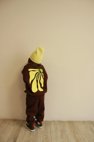 Sarı Sırt Baskılı Balıkçı Yaka Eşofman Takımı - Resim 4